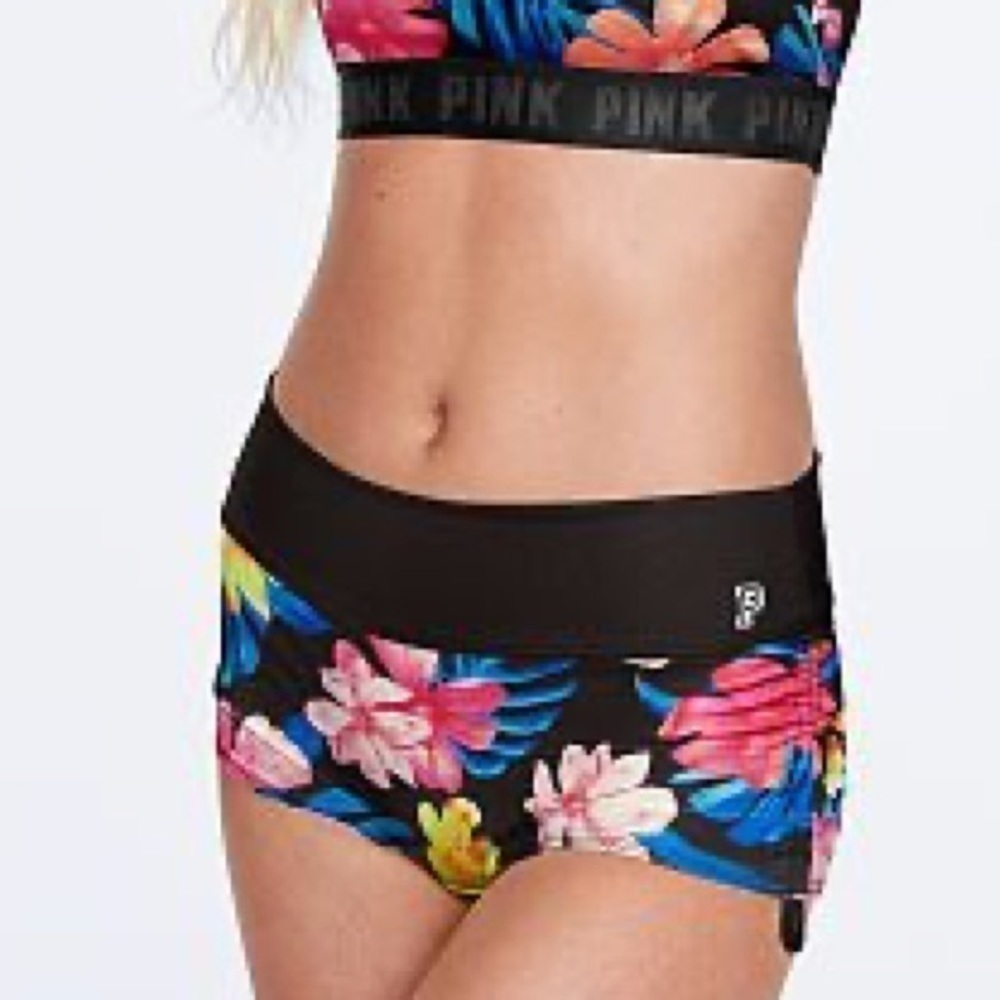 Victoria secret pink tropical print gym to swim shorties only